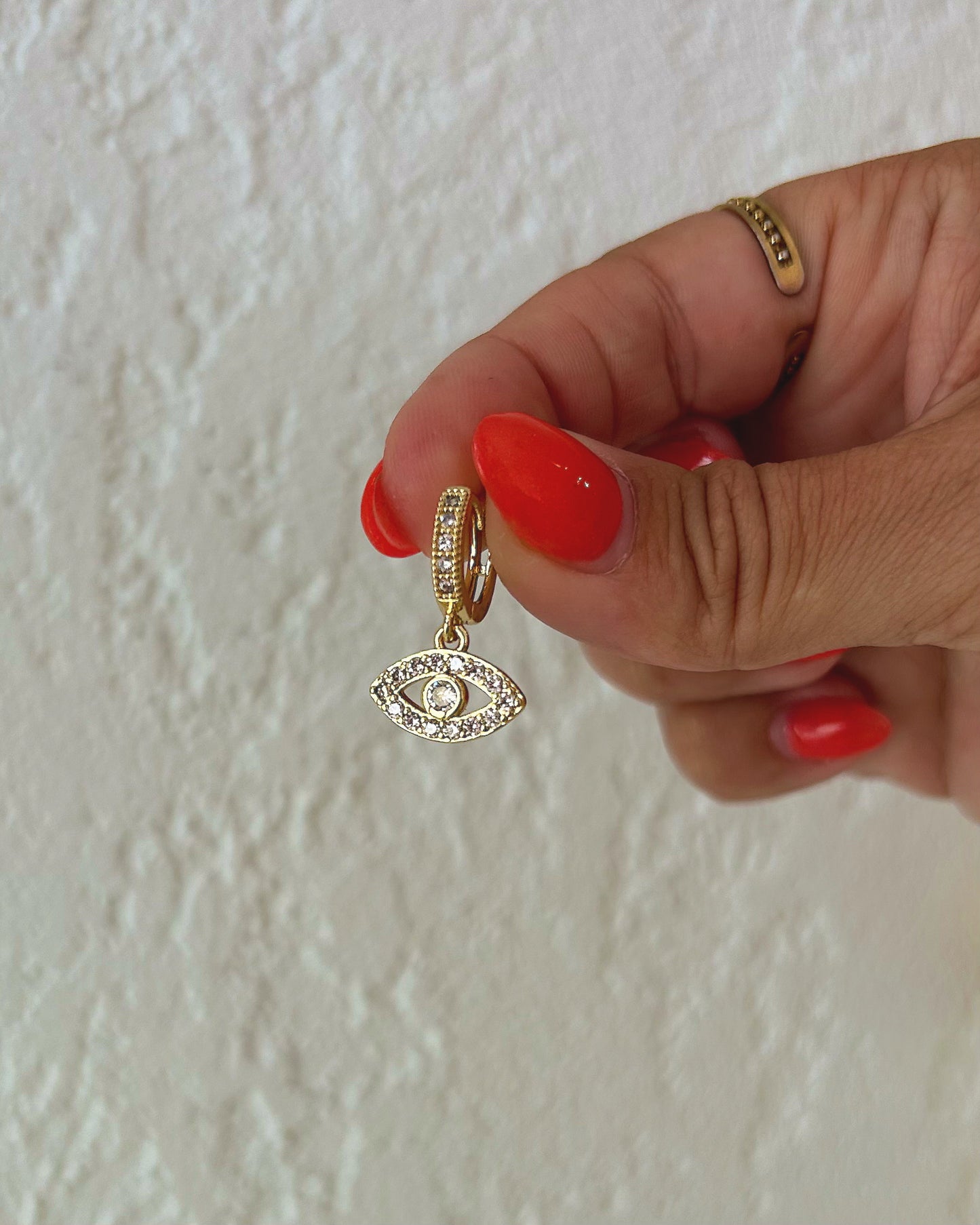 Evil Eye Crystal Charm Huggies
