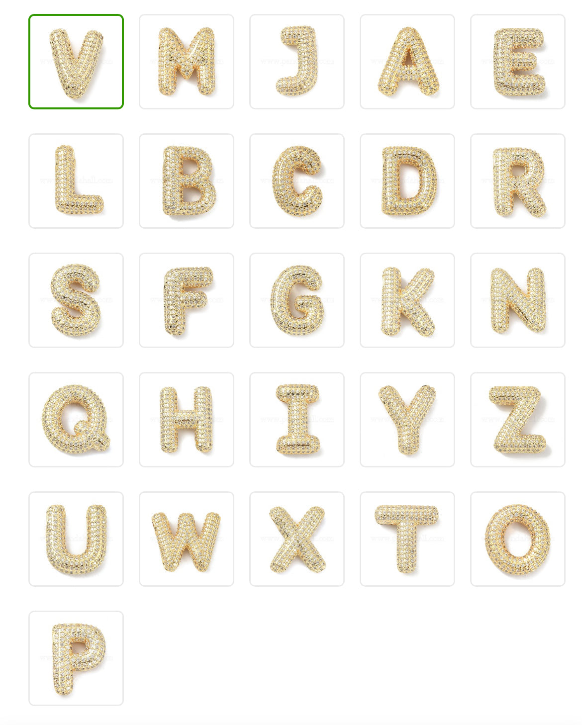 Chunky Zirconia Bubble Letter Necklace