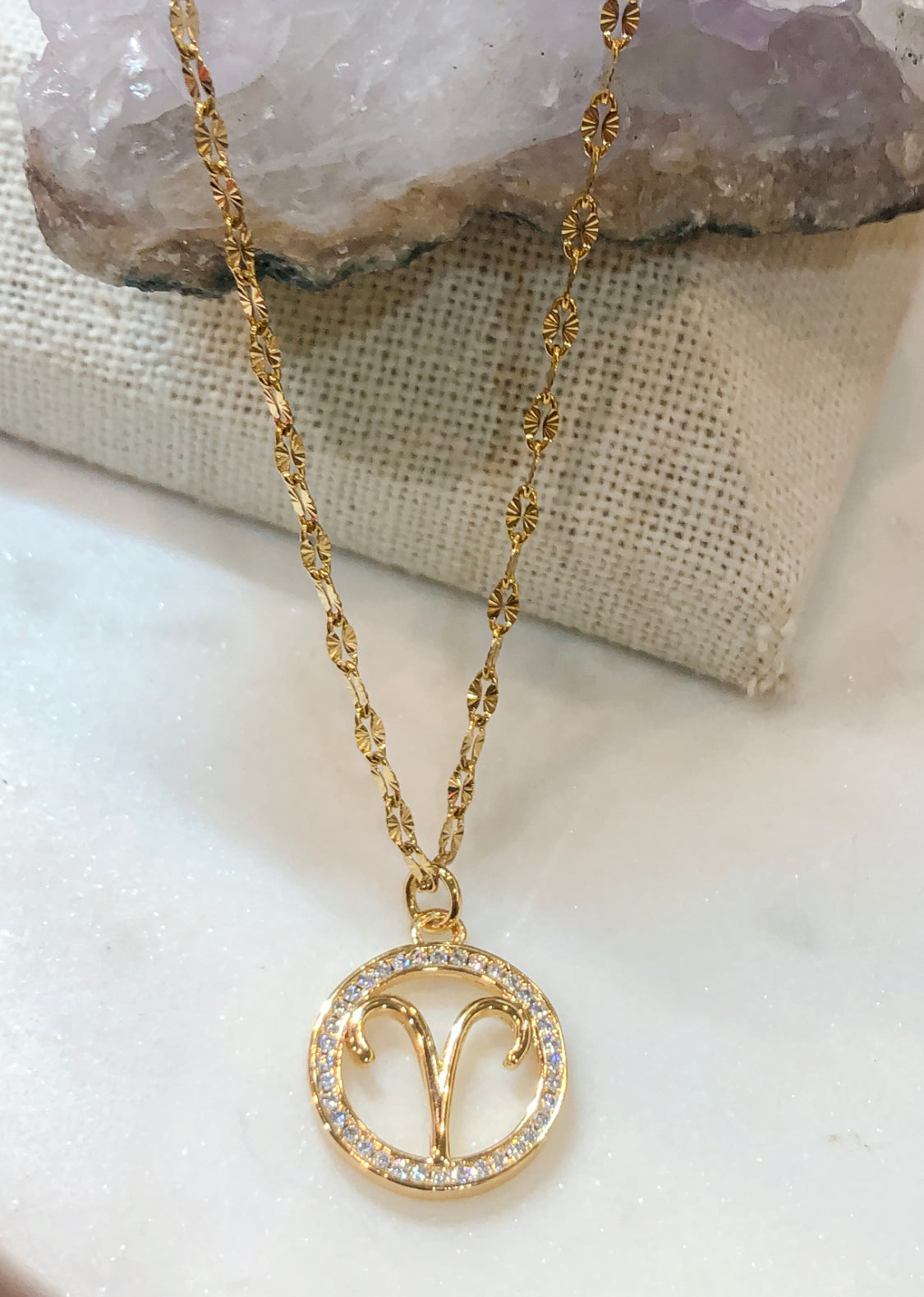 Crystal Coin Zodiac Necklace