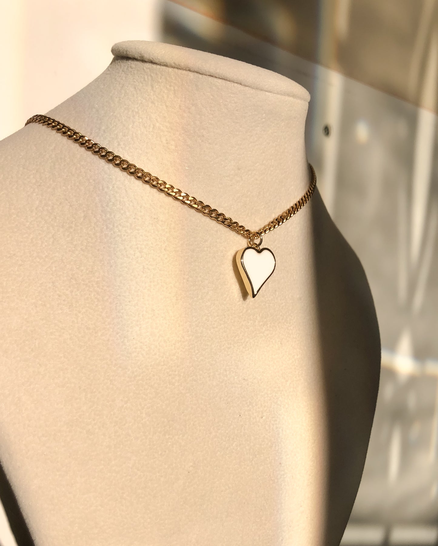 White Abstract Heart /ChokerNecklace