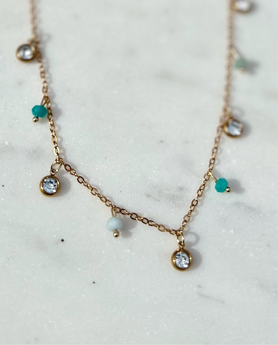 Aquamarine Crystal Droplet Necklace