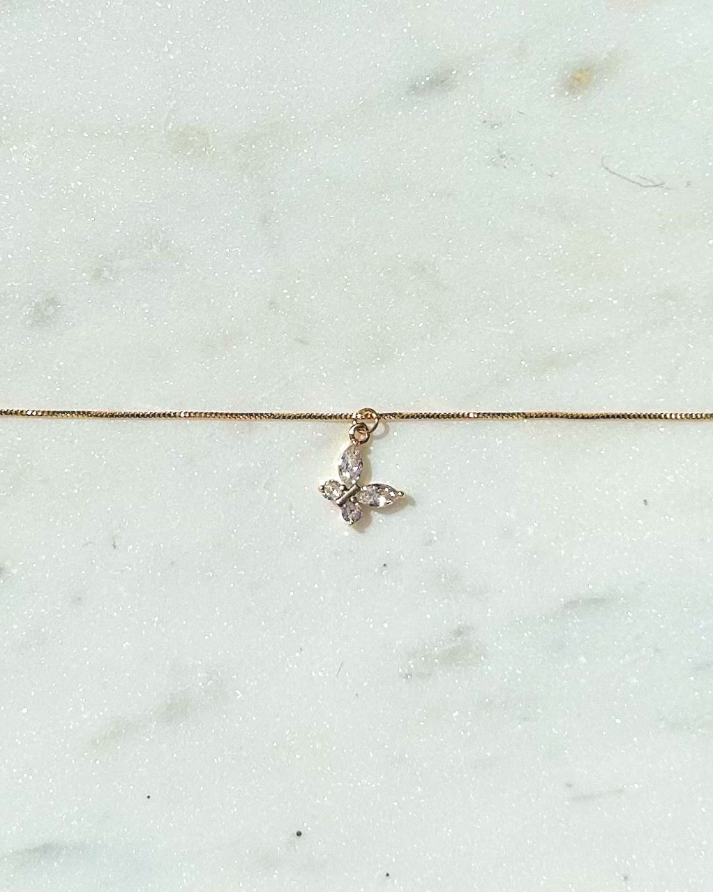 Minimalist Pavé Butterfly Necklace