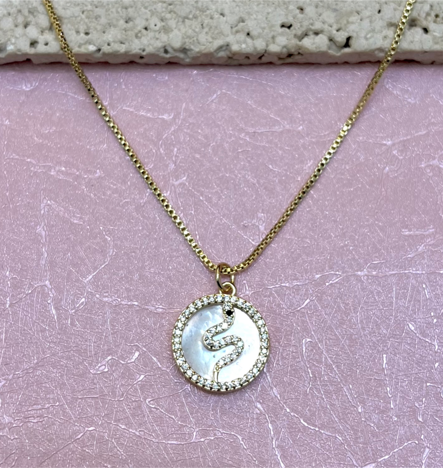 Mother of Pearl Snake Necklace