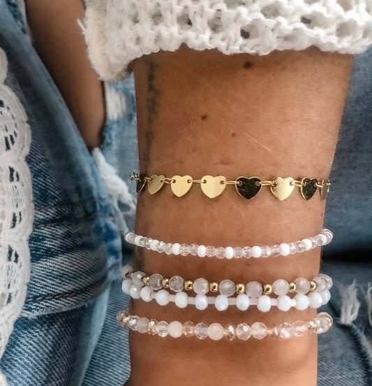Flat Love Heart Bracelet (single or full stack)