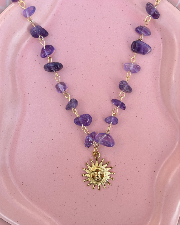 Amethyst Chip Sun Choker