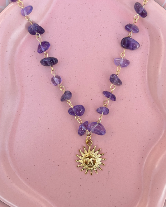 Amethyst Chip Sun Choker