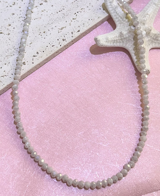 Off-White Glass Beaded Necklace