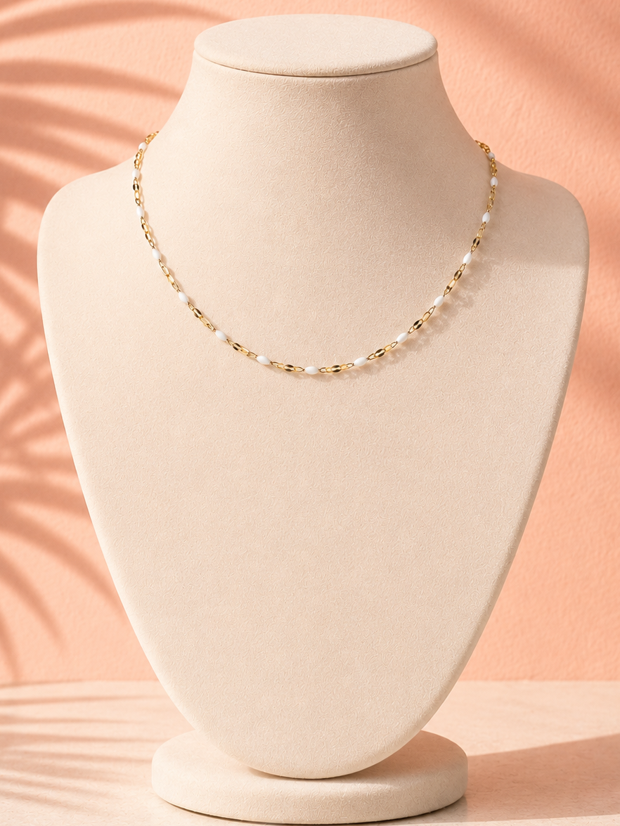 White Enamel Dapped Chain