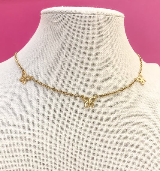 Gold Linked Butterfly Choker/Necklace