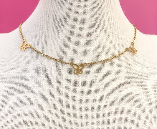 Gold Linked Butterfly Choker/Necklace