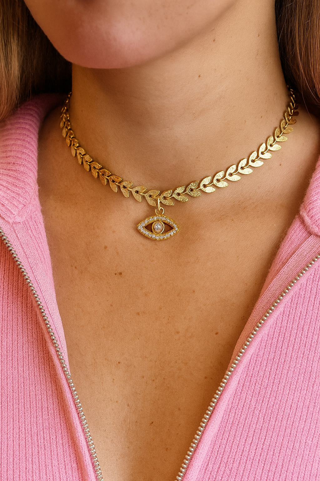 Chevron Zirconia Eye Choker