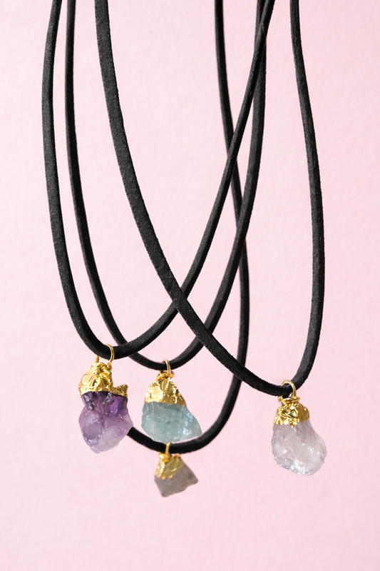 Suede Raw Crystal Choker