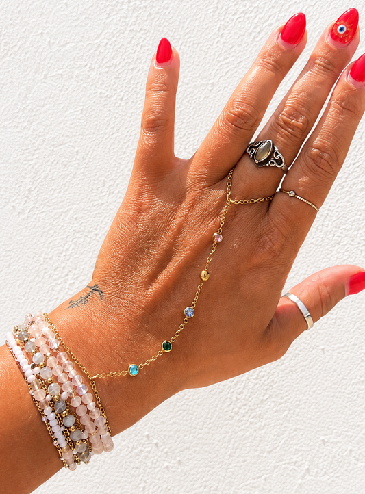 Hand Chain- Chakra Zirconia Stones