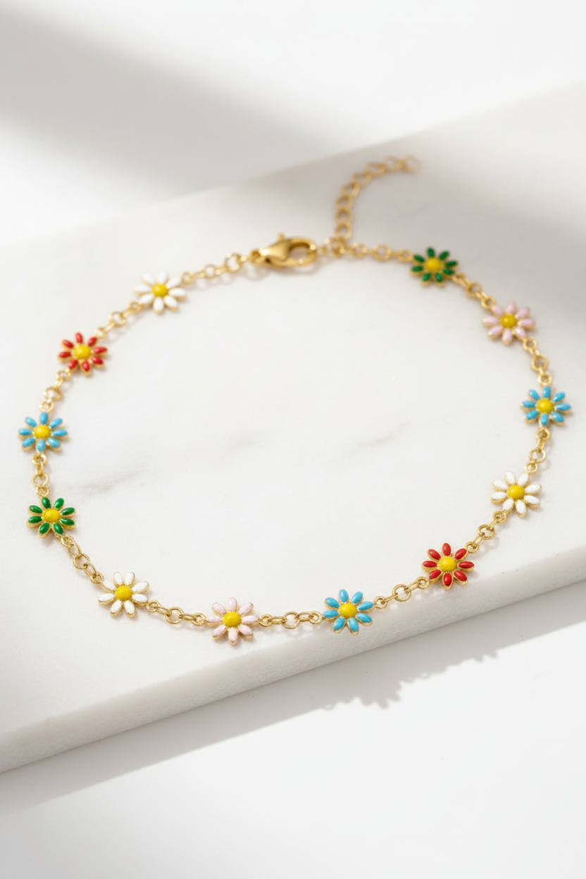 Rainbow Daisy Anklet