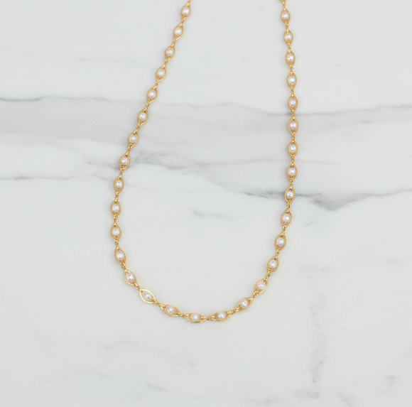 Oval Link Natural Pearl Choker/Necklace