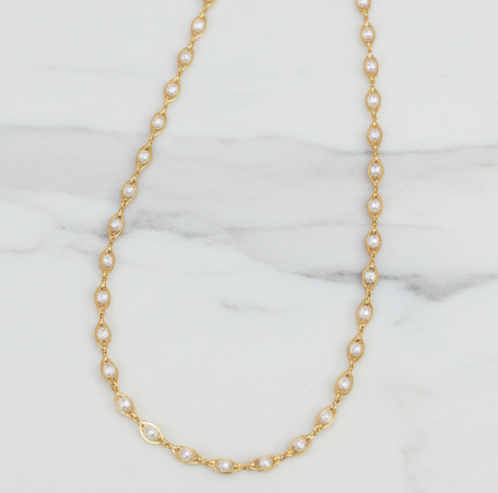 Oval Link Natural Pearl Choker/Necklace