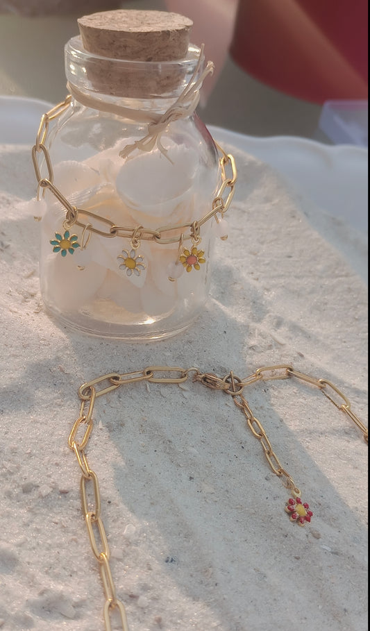 Rose Quartz Daisy Bracelet