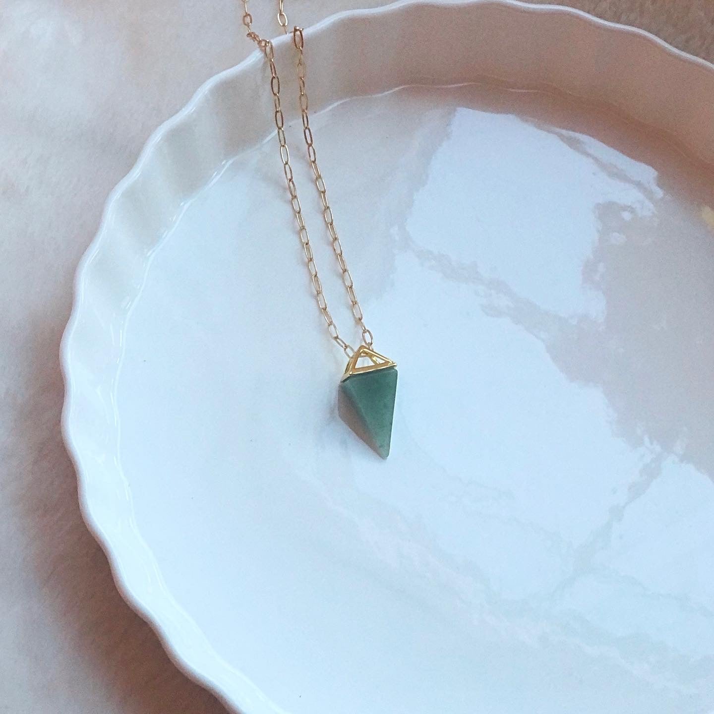 Green Aventurine Point-Pendant Necklace