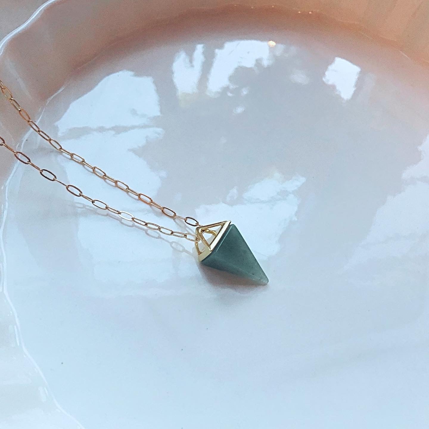 Green Aventurine Point-Pendant Necklace