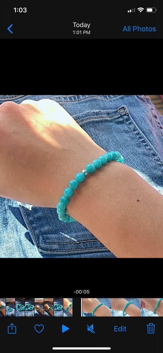 Crystal Beaded Bracelet- Amazonite