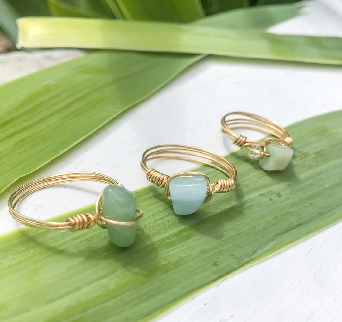 Healing Crystal Wire Rings