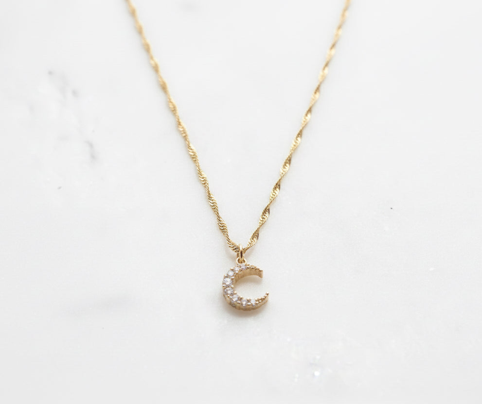 Twist Chain Crescent Moon Necklace