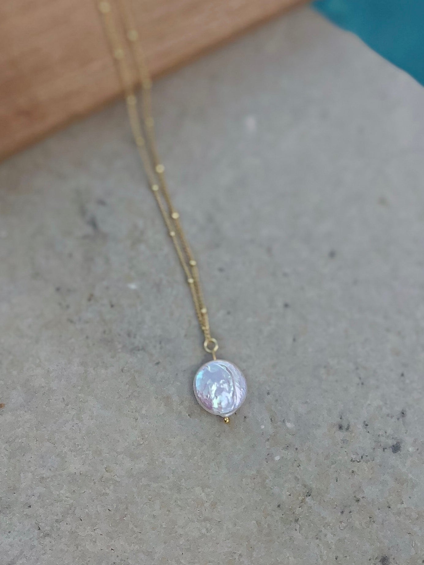 Natural Coin Pearl Drop Necklace