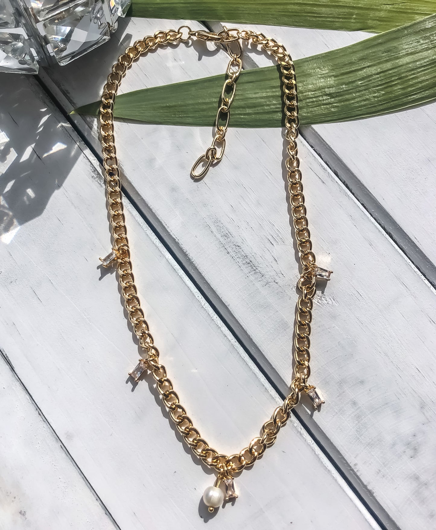 Diamond Pearl Drop Necklace