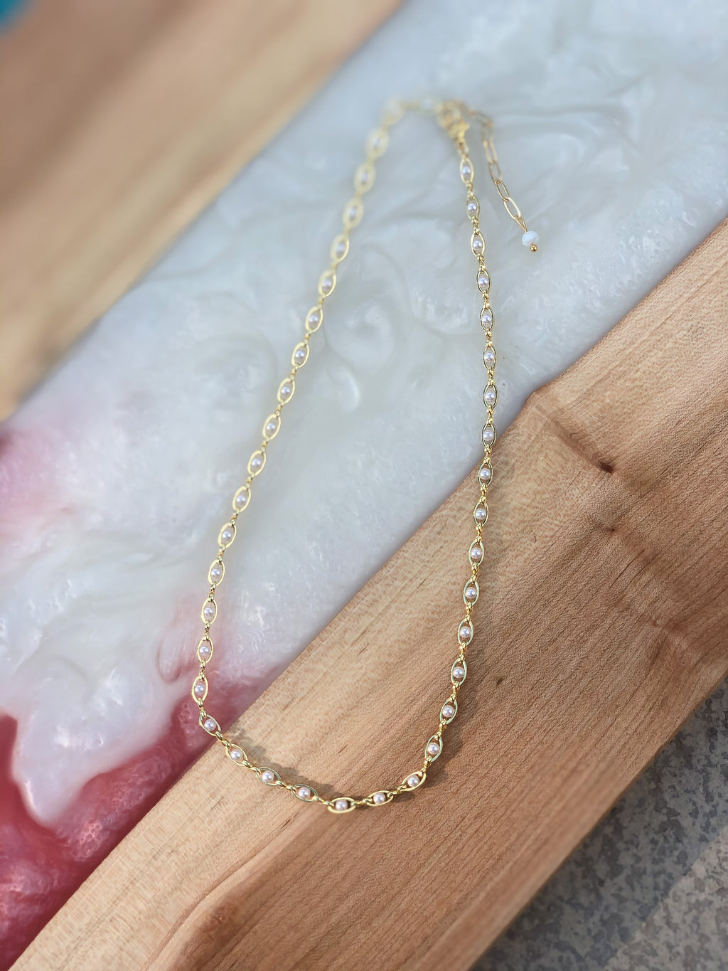 Oval Link Natural Pearl Choker/Necklace