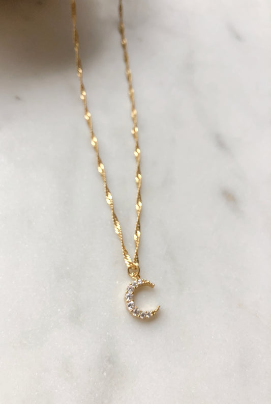 Twist Chain Crescent Moon Necklace
