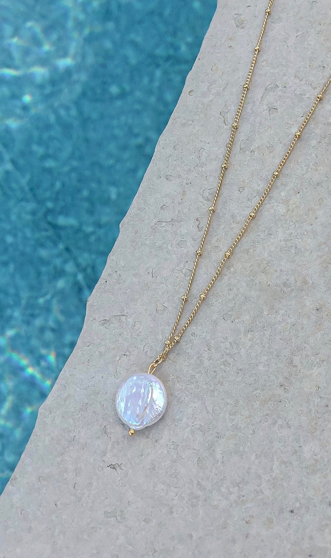 Natural Coin Pearl Drop Necklace