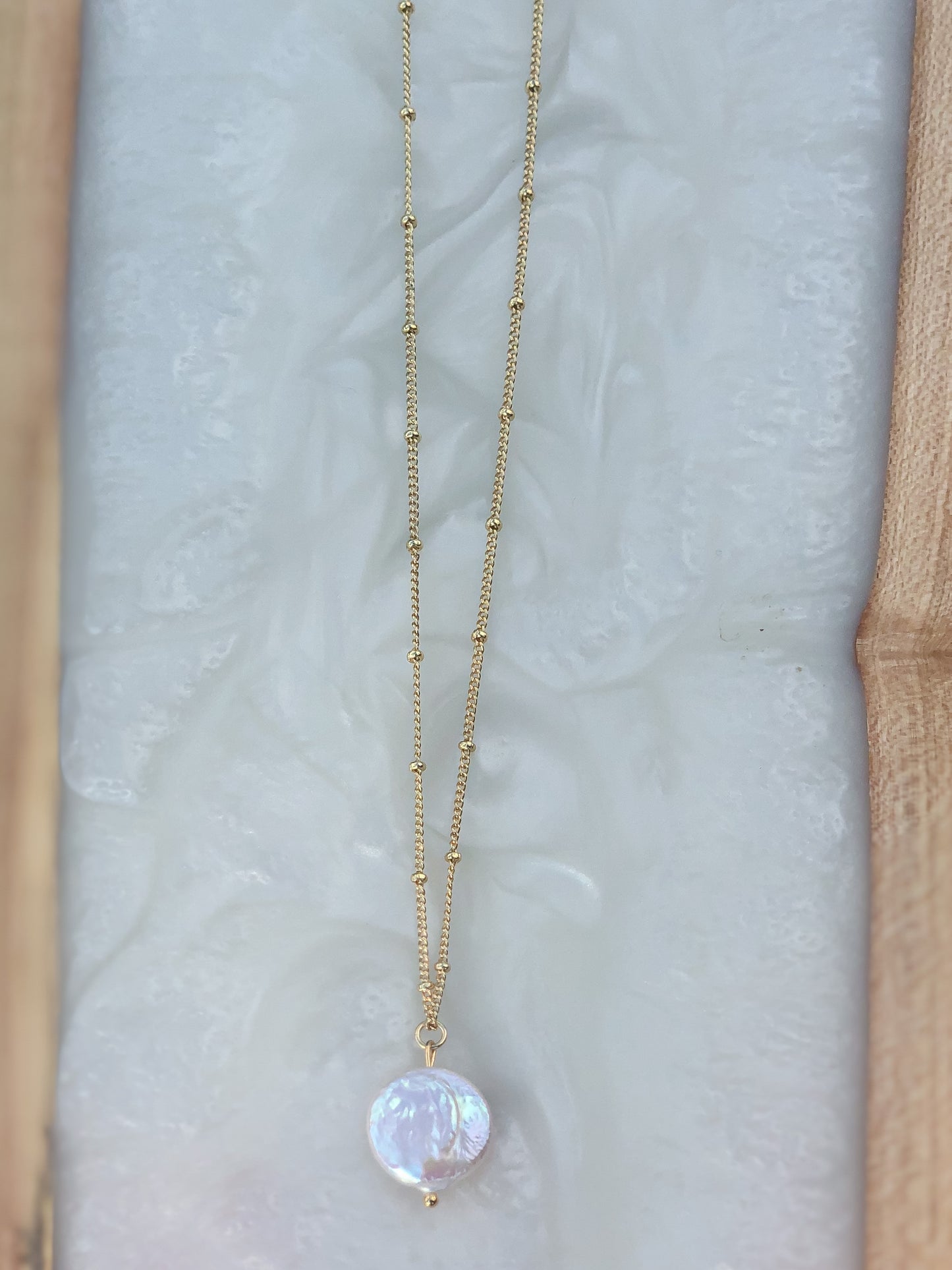 Natural Coin Pearl Drop Necklace