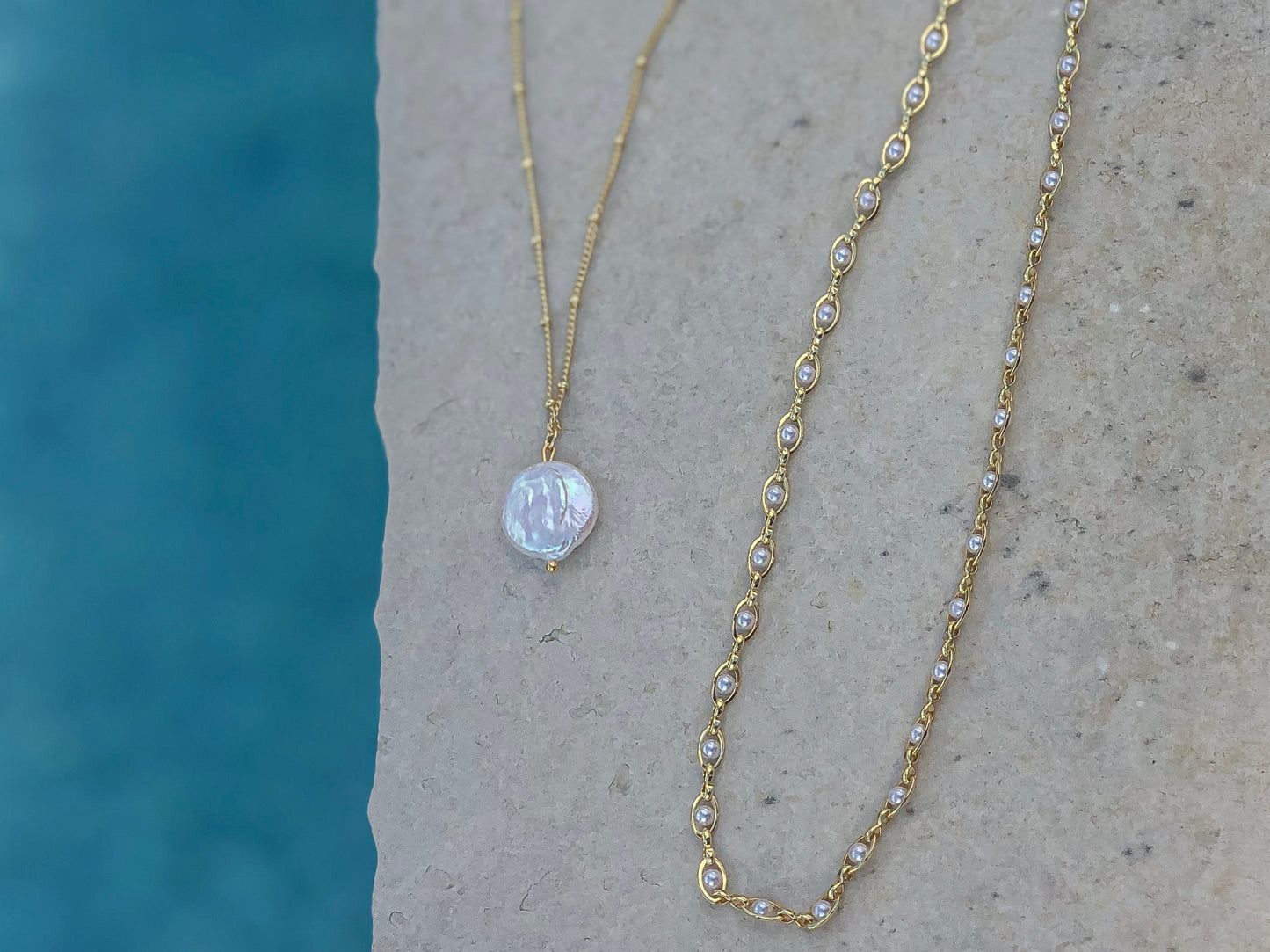 Natural Coin Pearl Drop Necklace
