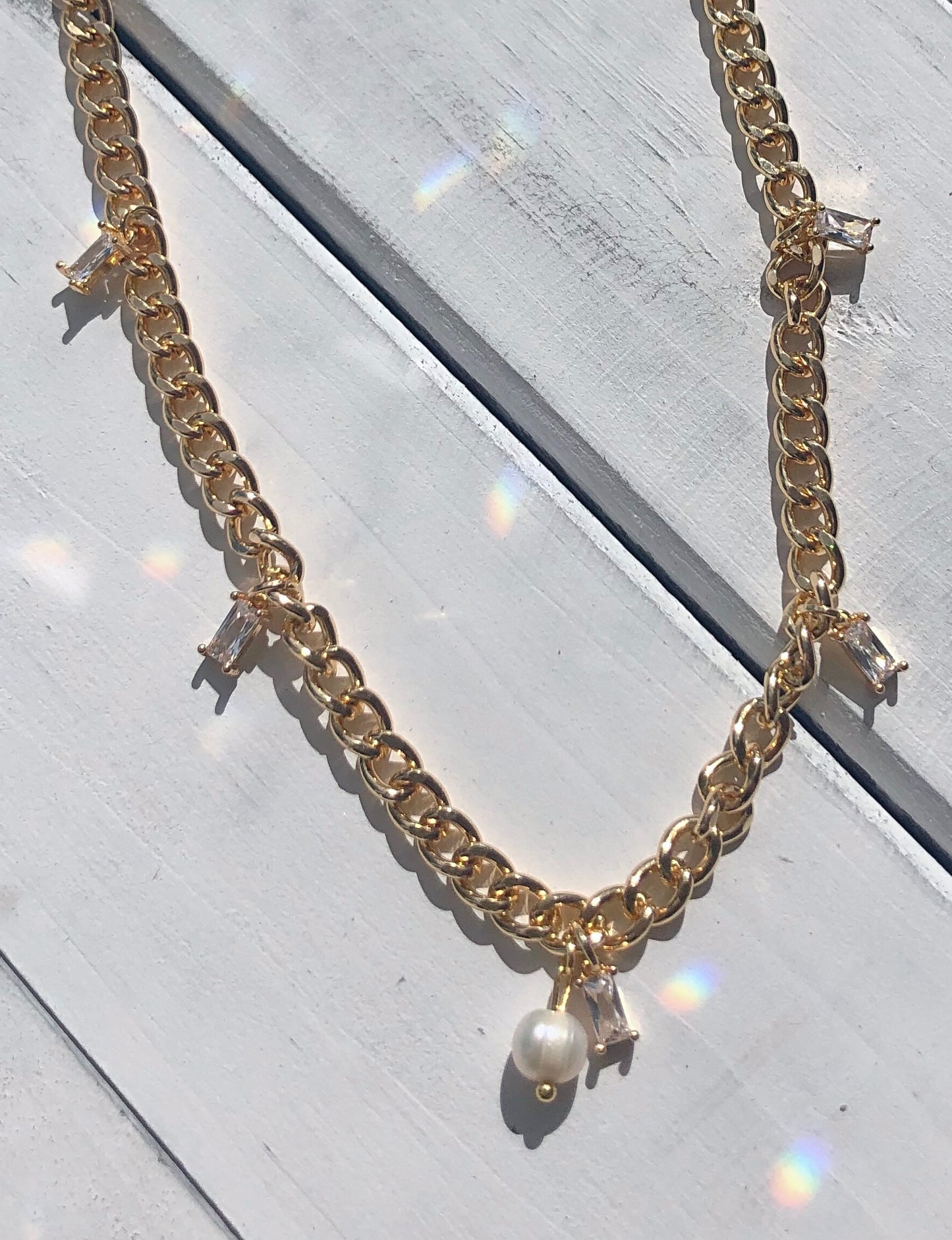 Diamond Pearl Drop Necklace