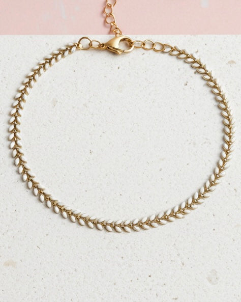 White Enamel Chevron Choker