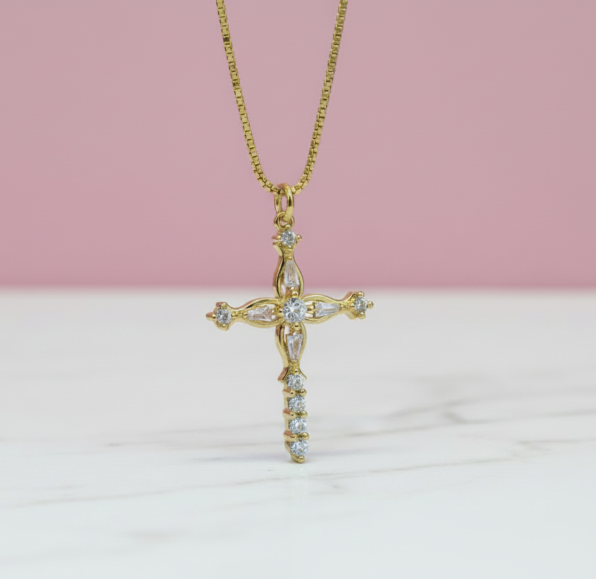 Large Zirconia Cross Necklace