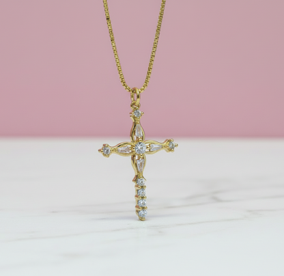 Large Zirconia Cross Necklace