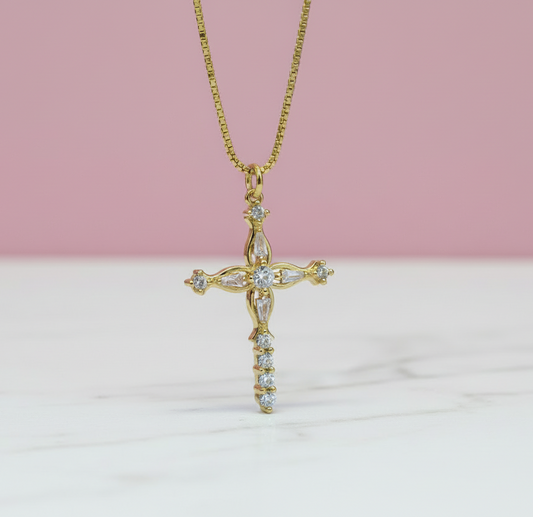 Large Zirconia Cross Necklace