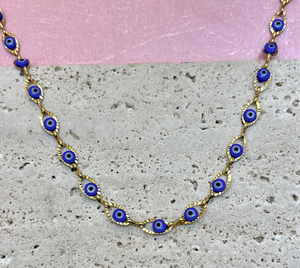 Dark Blue Multi Eye Necklace