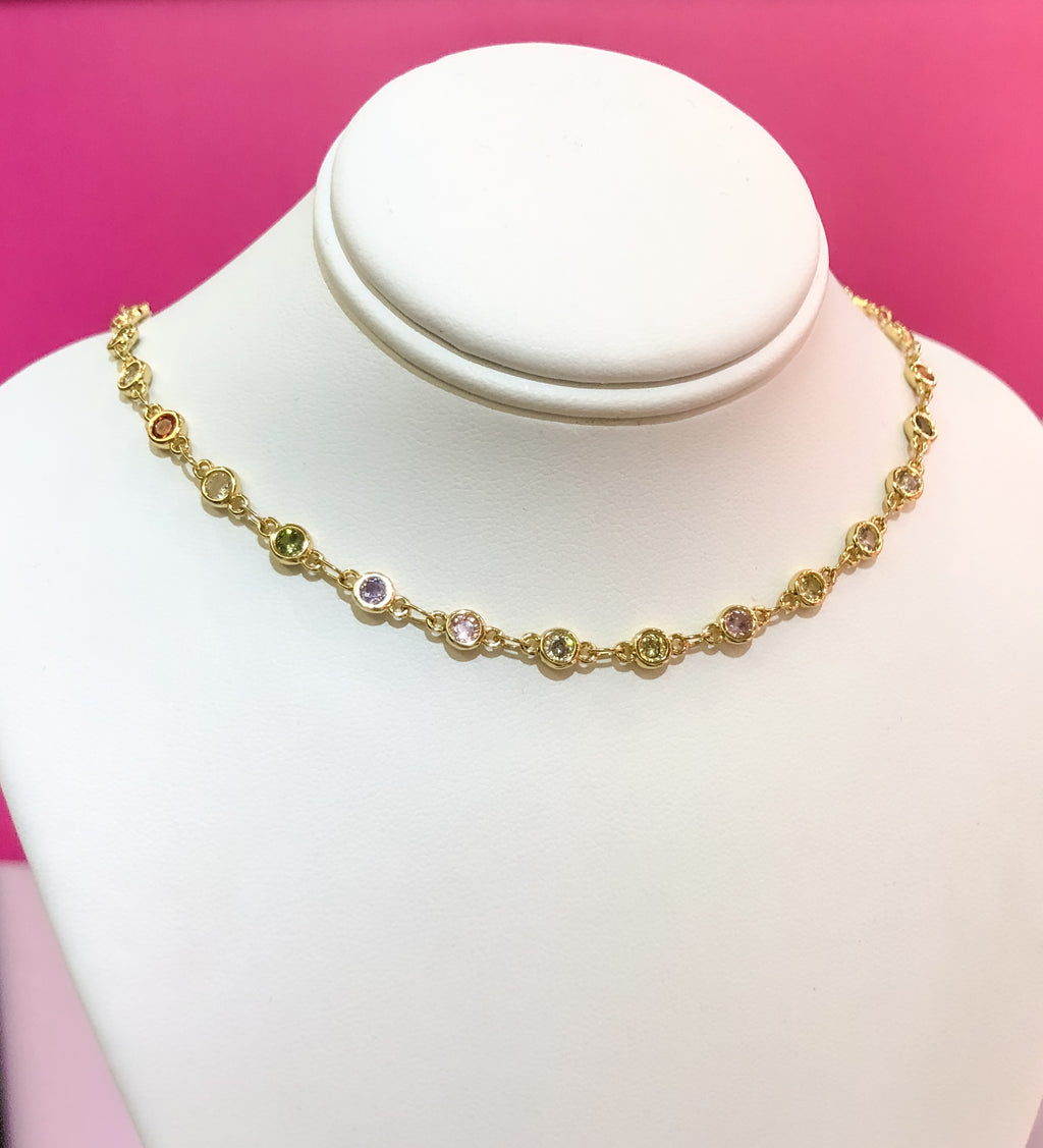 Rainbow Disk Chain Choker