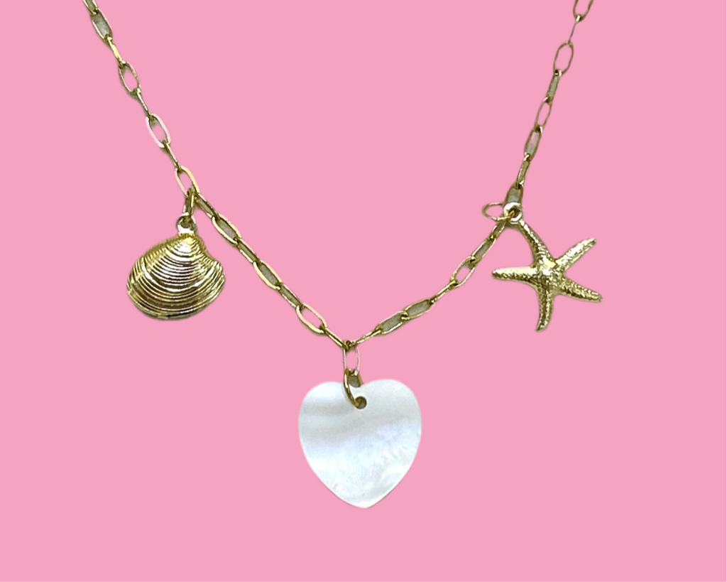 Custom 3 Charm Necklace- Beach Theme