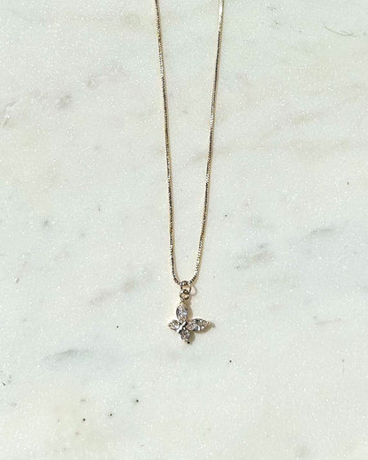 Minimalist Pavé Butterfly Necklace