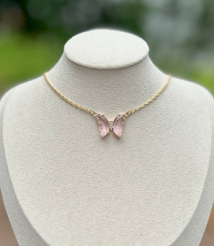 Blush Pink Zirconia Butterfly Choker/Necklace