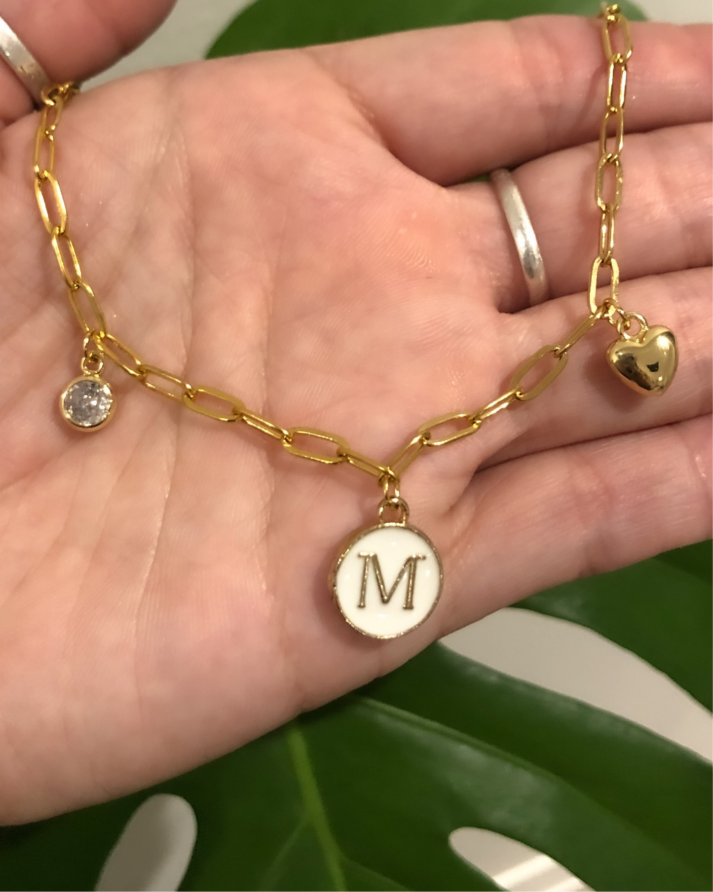 Paperclip Initial 3 Charm Choker