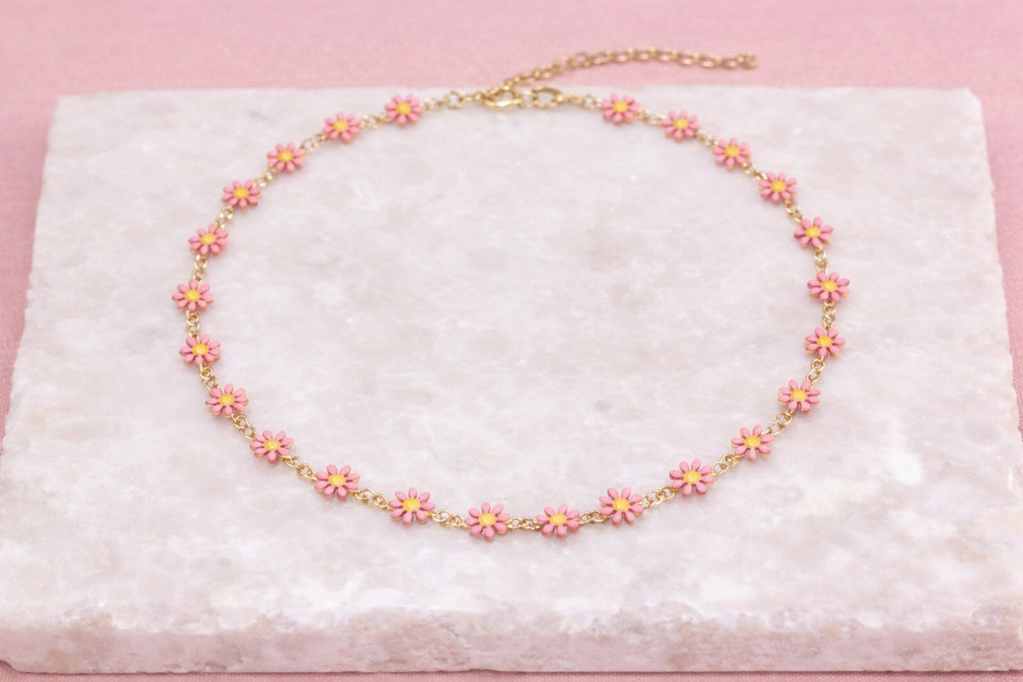 Pink Daisy Necklace