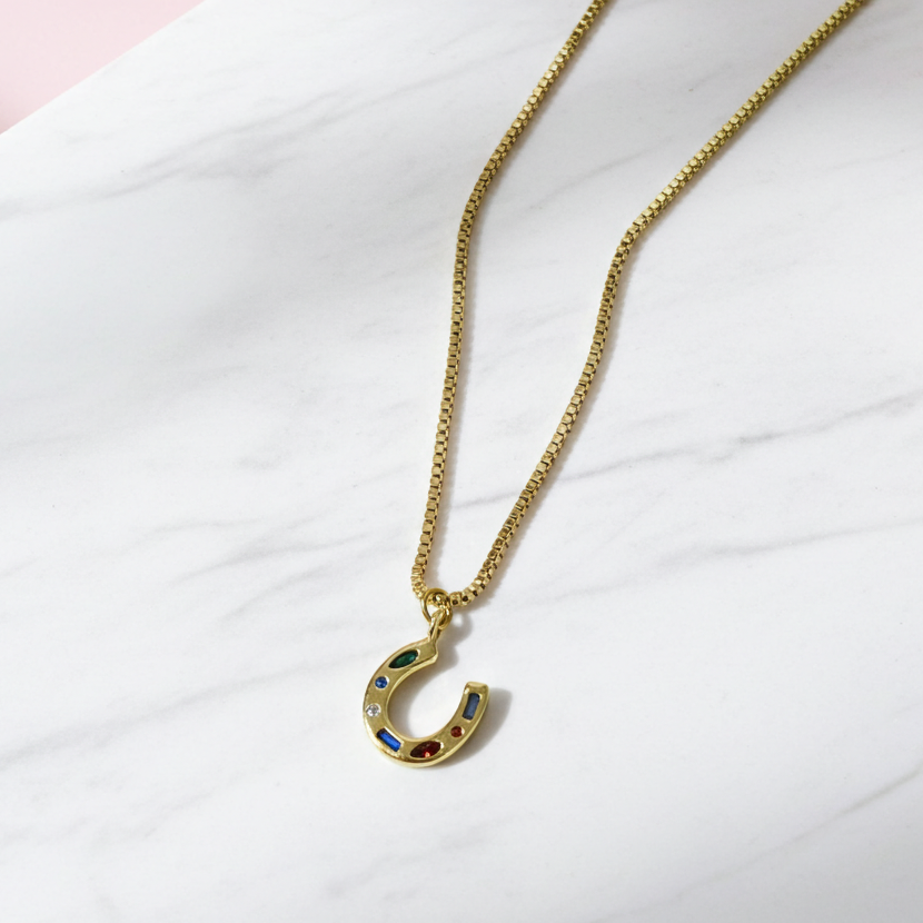Rainbow Horseshoe Necklace