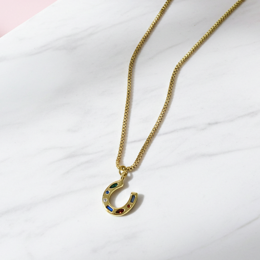 Rainbow Horseshoe Necklace