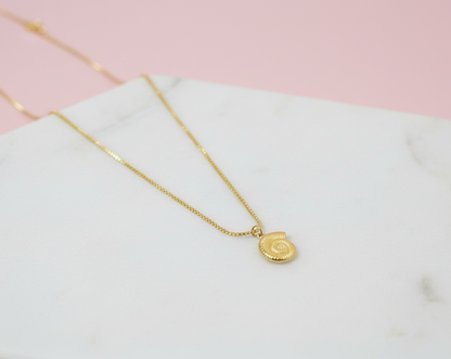 Golden Spiral Shell Necklace