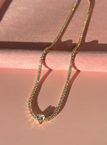 Tennis Zirconia Heart Necklace