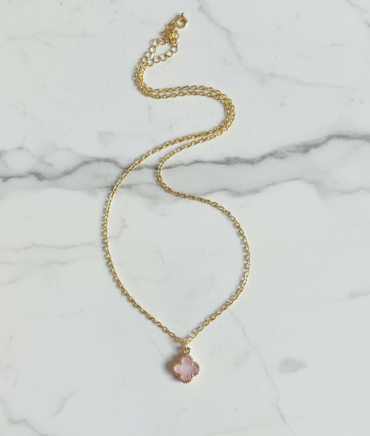 Mini Rose Quartz Clover Choker